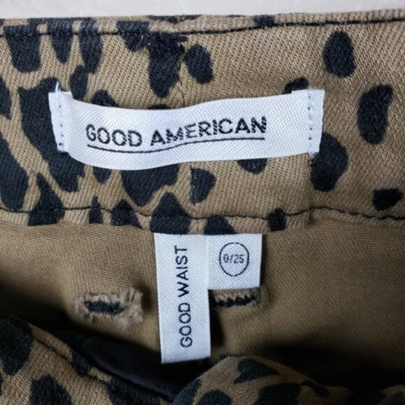 GOOD AMERICAN Good Waist Skinny Jeans Animal Print Cheetah size 25 Pinup Leopard - Picture 3 of 12
